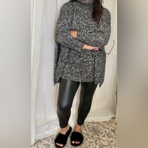 TravelSmith Cotton Knit Turtleneck Poncho Pullover Size M